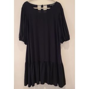 Eloquii Dress Puff Sleeves Tie Back Shift Tunic Dress